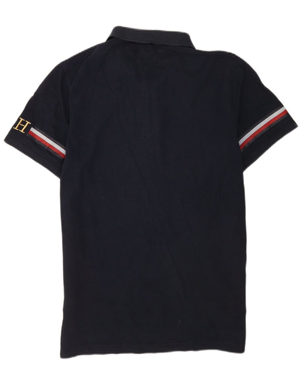 Polo da uomo slim fit grafica Tommy Hilfiger grande in cotone blu navy
