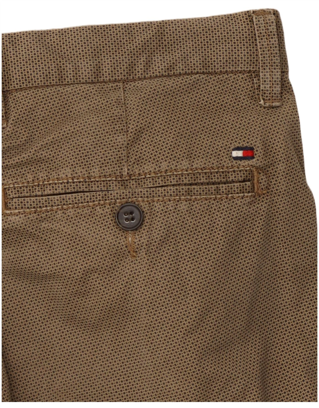 TOMMY HILFIGER Pantaloni chino dritti da uomo W34 L29 cotone maculato marrone