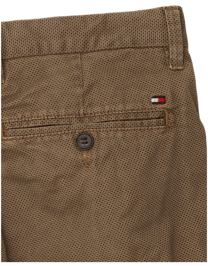 TOMMY HILFIGER Pantaloni chino dritti da uomo W34 L29 cotone maculato marrone