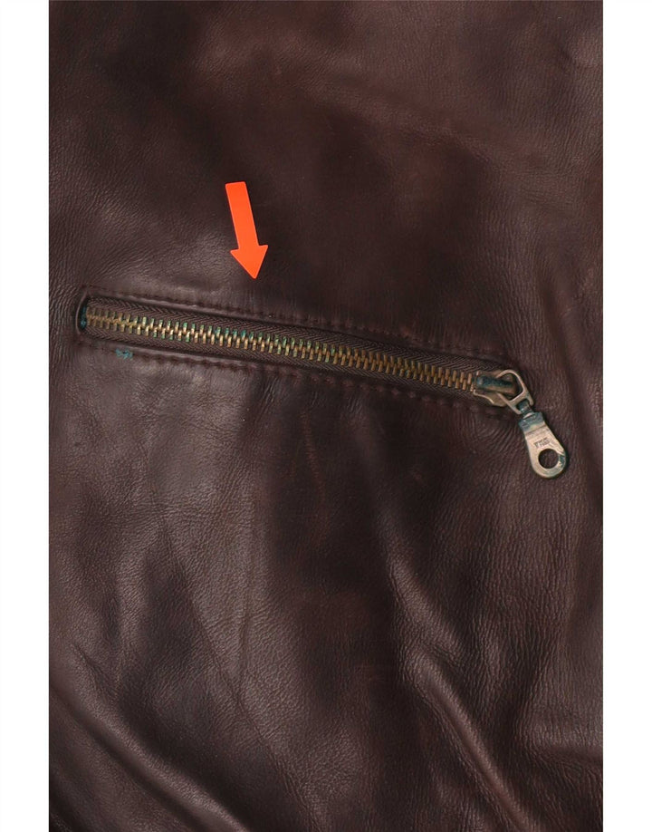 Giacca in pelle vintage da uomo UK 42 XL Marrone