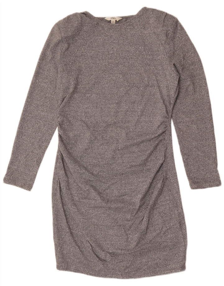 Abito tubino a maniche lunghe da donna Marks & Spencer UK 14 Grigio medio chiazzato
