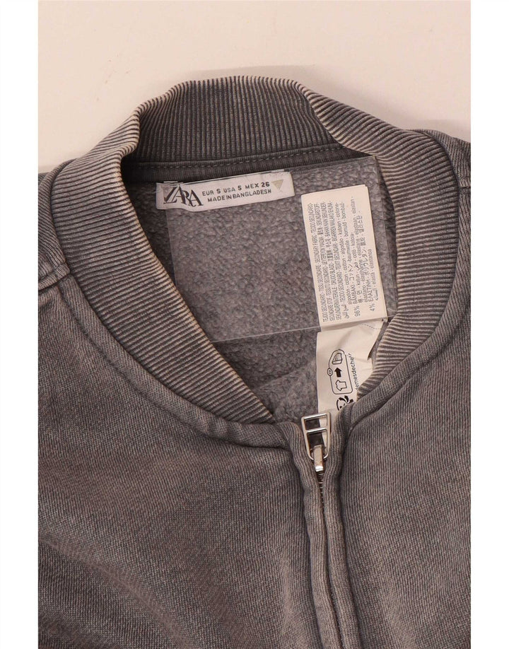 Giacca da ginnastica oversize corta da donna Zara UK 10 piccola in cotone grigio