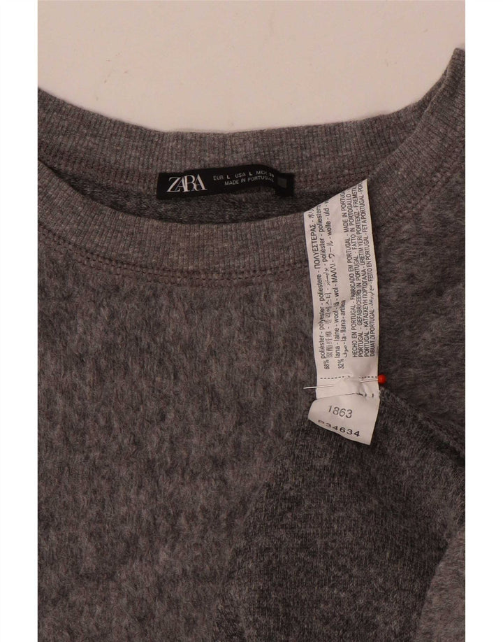 Maglione maglione oversize con scollo a barca da donna Zara UK 16 grande poliestere grigio