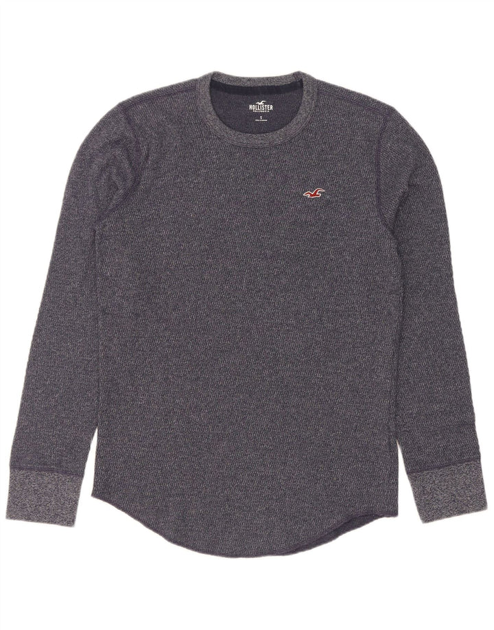 Top Hollister da uomo a maniche lunghe piccolo in cotone screziato blu navy