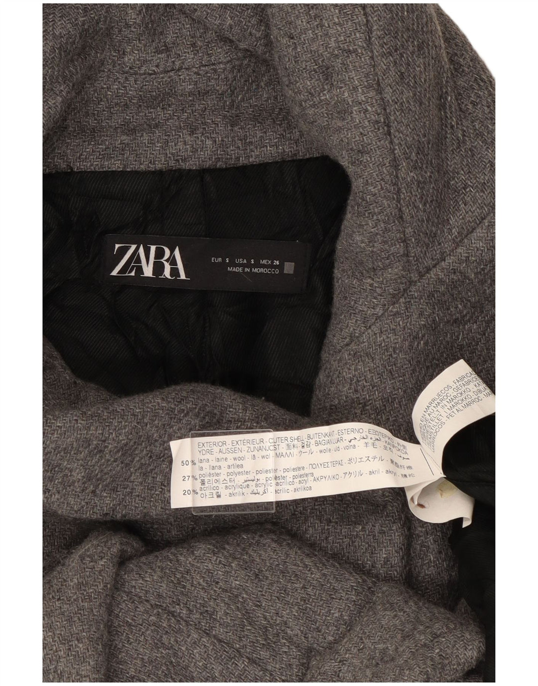 Giubbotto bomber con cappuccio da donna Zara UK 10 piccolo in lana grigia