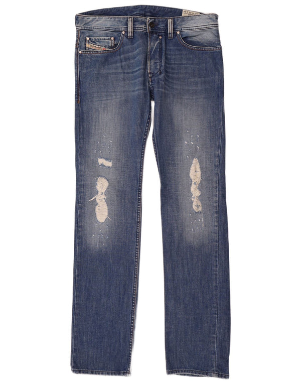 DIESEL Jeans dritti effetto consumato Safado da donna W32 L34 cotone blu
