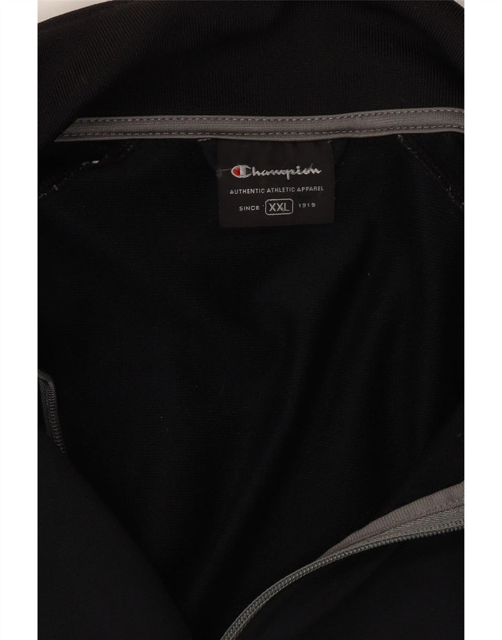 CHAMPION Mens Tracksuit Top Jacket 2XL Black Colourblock Polyester Vintage Champion and Second-Hand Champion from Messina Hembry 