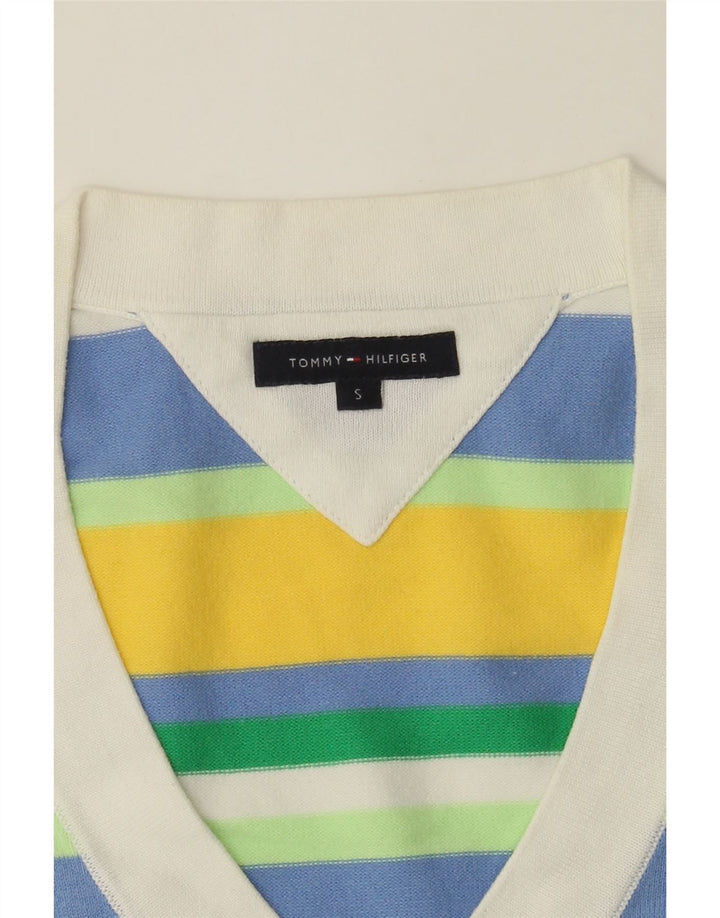 TOMMY HILFIGER Womens V-Neck Jumper Sweater UK 10 Small Multicoloured Vintage Tommy Hilfiger and Second-Hand Tommy Hilfiger from Messina Hembry 