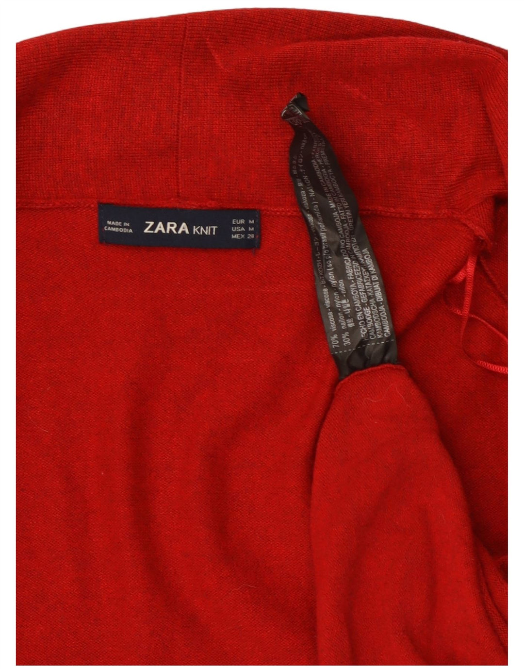 Maglione cardigan aperto lungo da donna Zara UK 12 Viscosa rossa media
