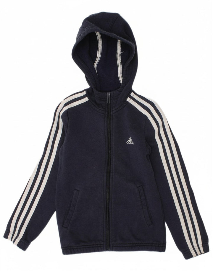 ADIDAS Boys Zip Hoodie Sweater 4-5 Years Navy Blue