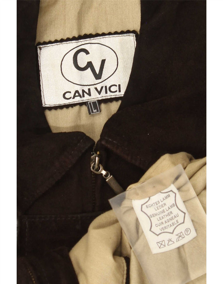 Giubbotto bomber in pelle scamosciata vintage da uomo UK 40 grande in pelle marrone
