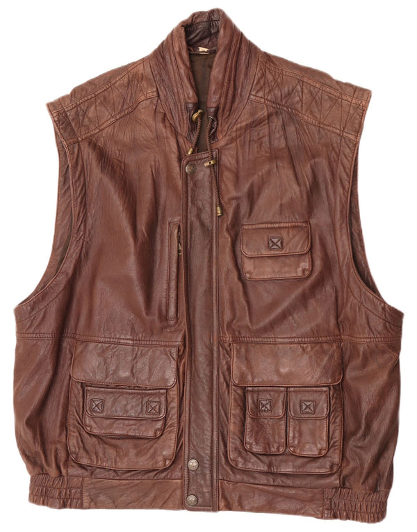 Gilet in pelle da uomo Forster EU 60 5XL Marrone