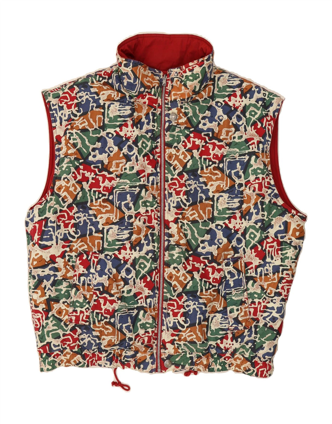VINTAGE Mens Reversible Gilet UK 44 2XL Red Vintage Vintage and Second-Hand Vintage from Messina Hembry 