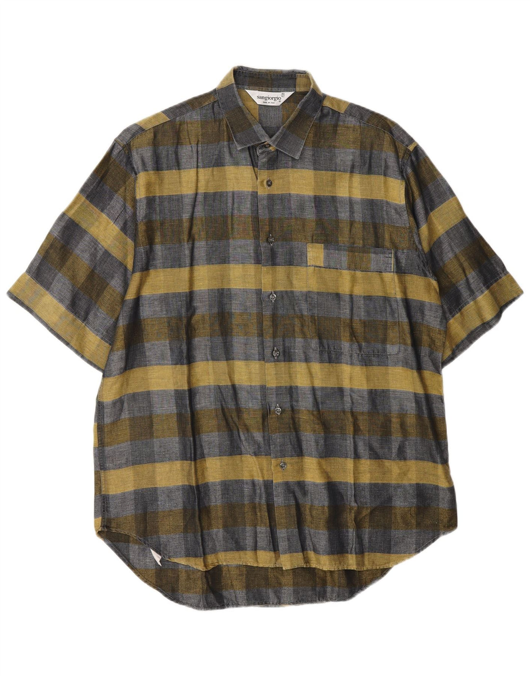 Camicia a maniche corte da uomo Sangiorgio taglia 40/15 a quadri grigio medio