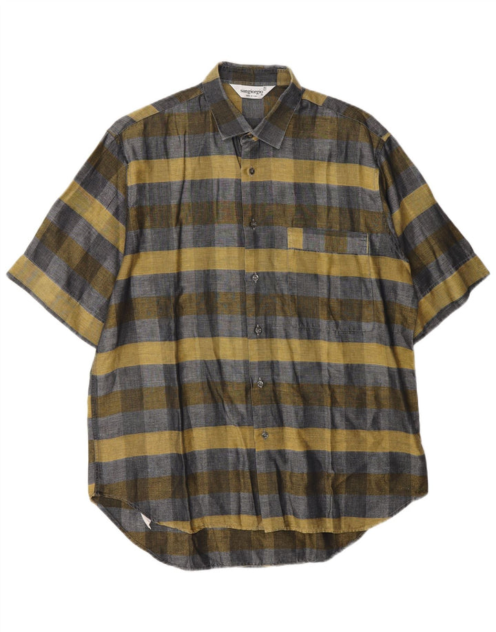 Camicia a maniche corte da uomo Sangiorgio taglia 40/15 a quadri grigio medio