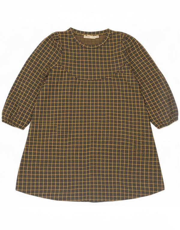 Oasis Abito da donna oversize a trapezio con maniche a 3/4 UK 10 Small Yellow Check