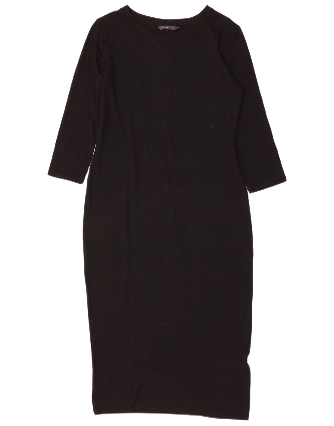 MARKS & SPENCER Abito tubino con maniche a 3/4 da donna UK 10 Piccolo poliestere nero