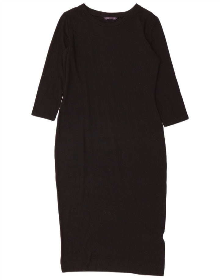 MARKS & SPENCER Abito tubino con maniche a 3/4 da donna UK 10 Piccolo poliestere nero