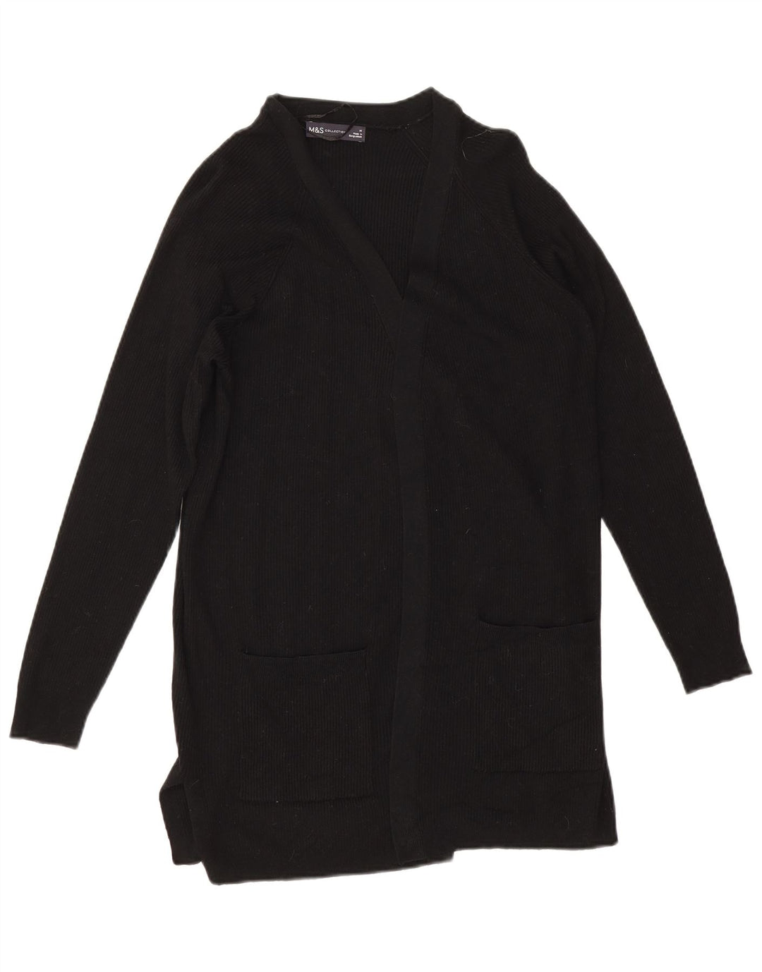 Maglione cardigan aperto da donna Marks & Spencer UK 14 viscosa nera media
