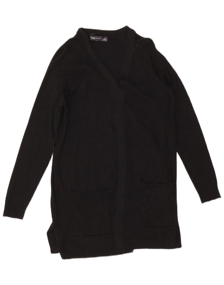 Maglione cardigan aperto da donna Marks & Spencer UK 14 viscosa nera media