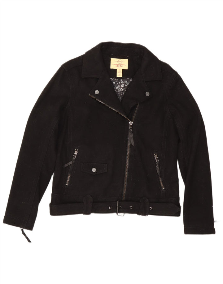 Giacca da motociclista da donna Levi's UK 14 lana nera media