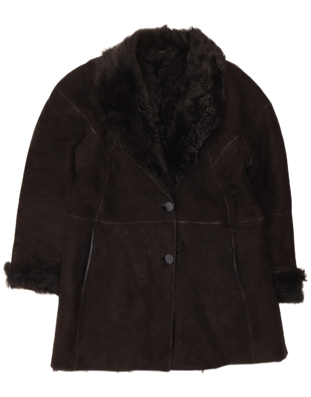 Cappotto Shearling Donna Muflone IT 48 XL Pelle Nera