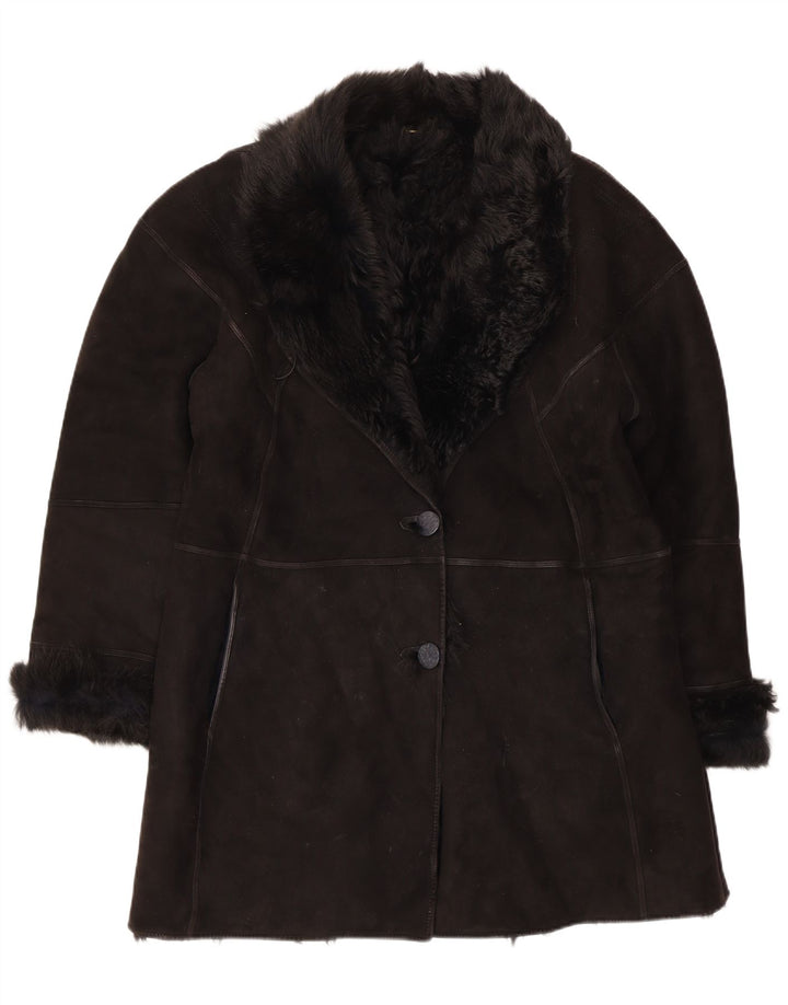 Cappotto Shearling Donna Muflone IT 48 XL Pelle Nera