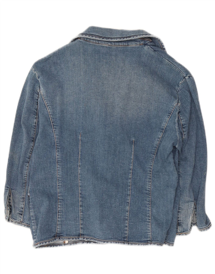 Giacca in denim con maniche a 3/4 corta da donna Iceberg IT 46 Large in cotone blu