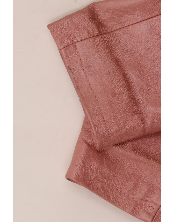 Giacca in pelle vintage da donna UK 18 XL in pelle rosa