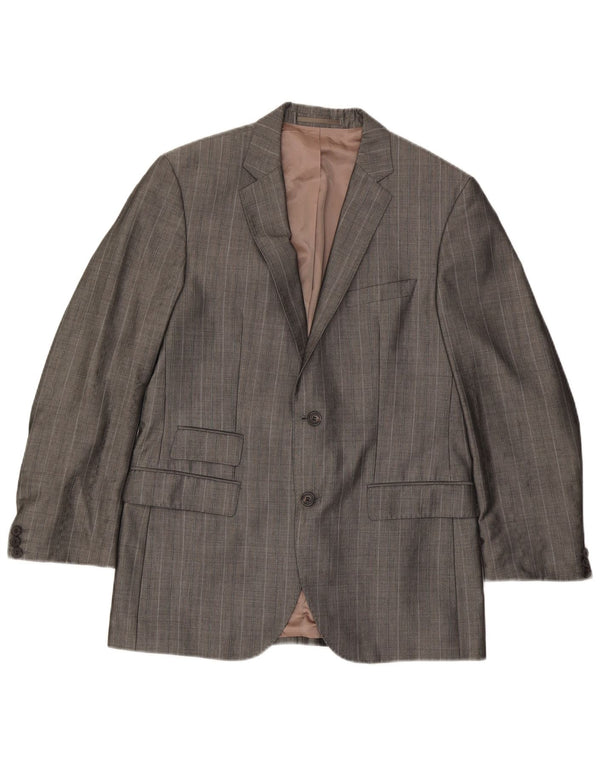 Giacca blazer da uomo a 2 bottoni Hugo Boss EU 48 Viscosa gessata grigio medio