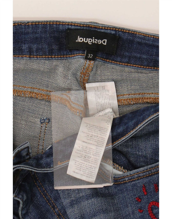 Jeans slim invecchiati Desigual da donna W32 L26 cotone blu