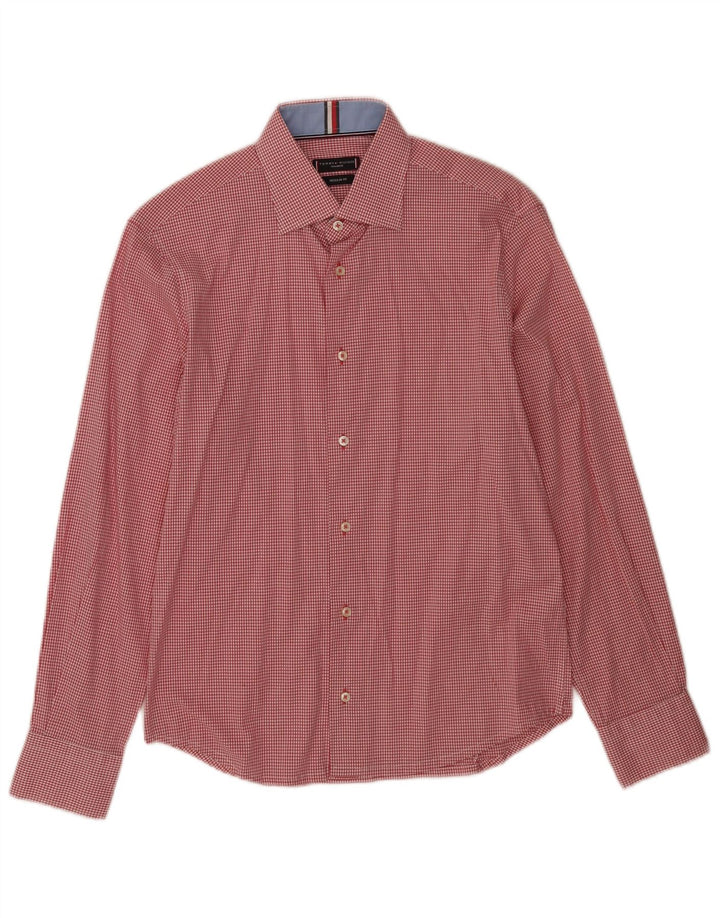 Camicia da uomo vestibilità regolare Tommy Hilfiger taglia 38 15 percalle rosso medio