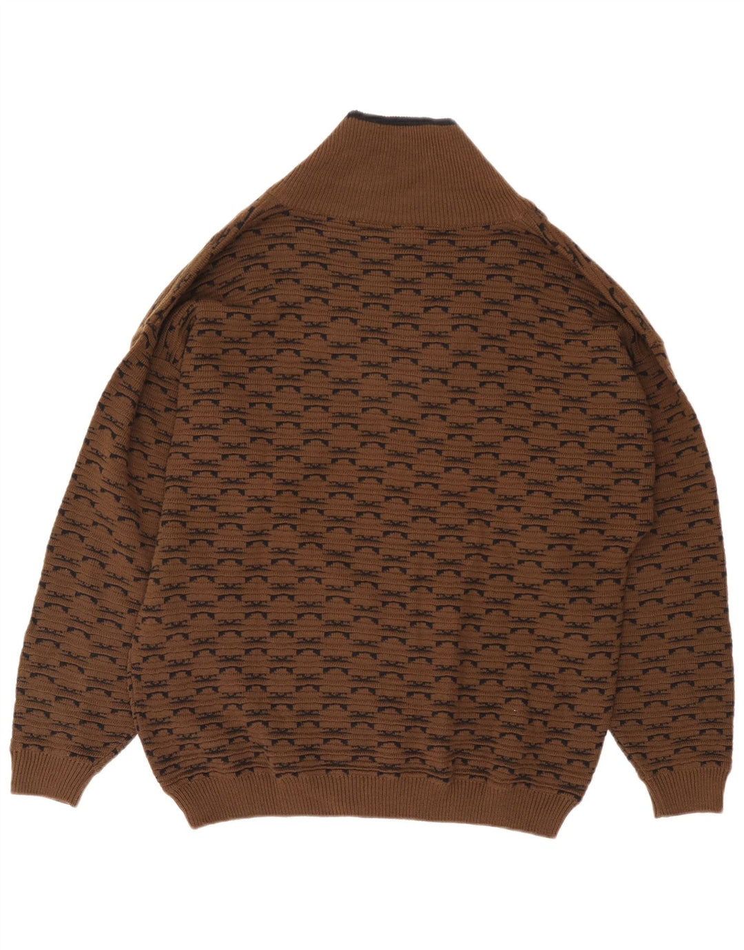 Maglione da uomo con collo a scialle Brian Scott XL Acrilico geometrico marrone