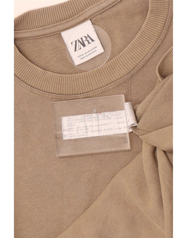 Felpa Zara da uomo in cotone beige medio