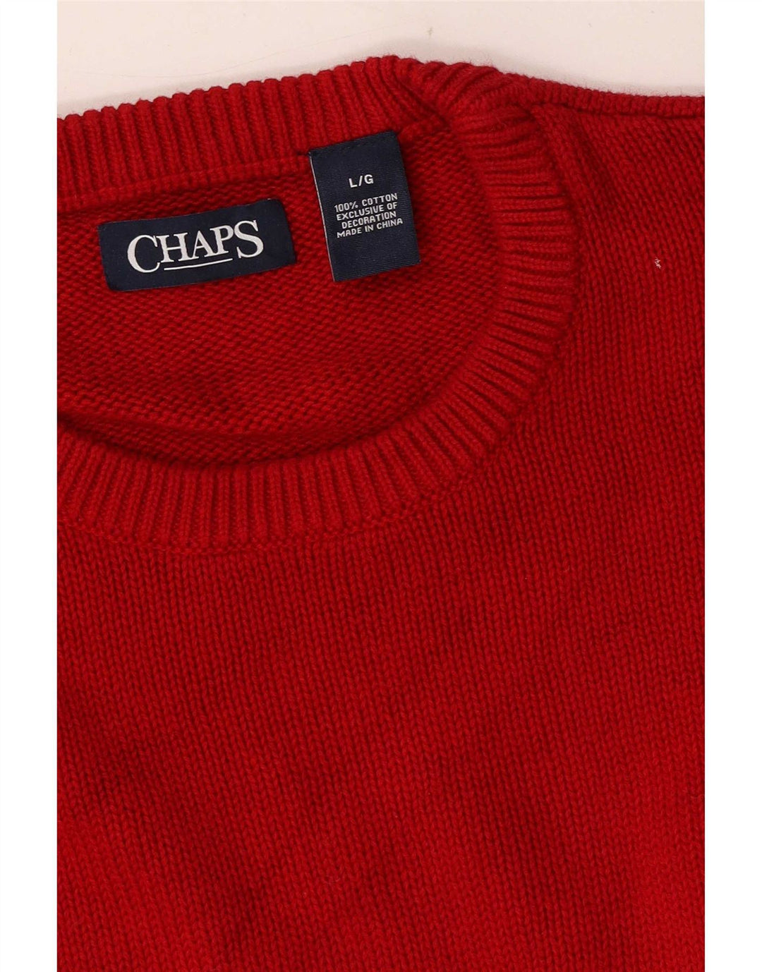 Chaps Uomo Maglione Girocollo Maglione Grande Cotone Rosso
