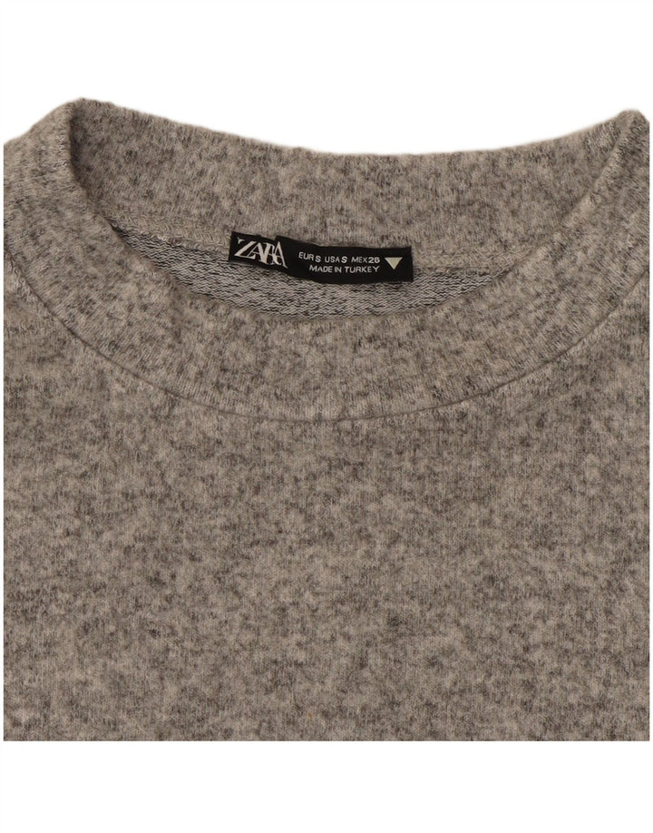 Top corto da donna Zara a maniche lunghe UK 10 piccolo grigio