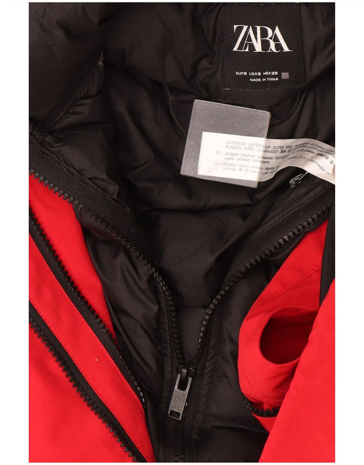 Giacca imbottita oversize con cappuccio da donna Zara UK 10 piccola rossa in poliestere