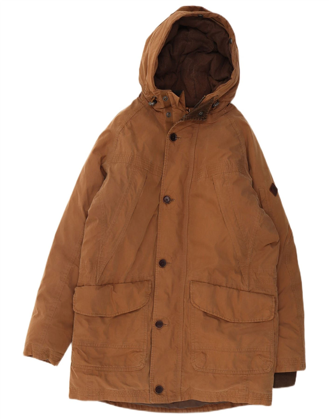 Cappotto imbottito con cappuccio da uomo TIMBERLAND UK 38 Cotone beige medio