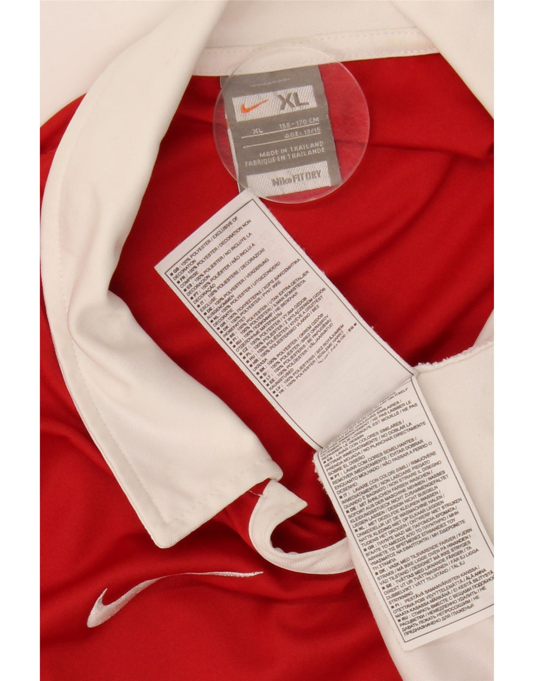Polo NIKE da bambino 13-14 anni XL rossa in poliestere color block