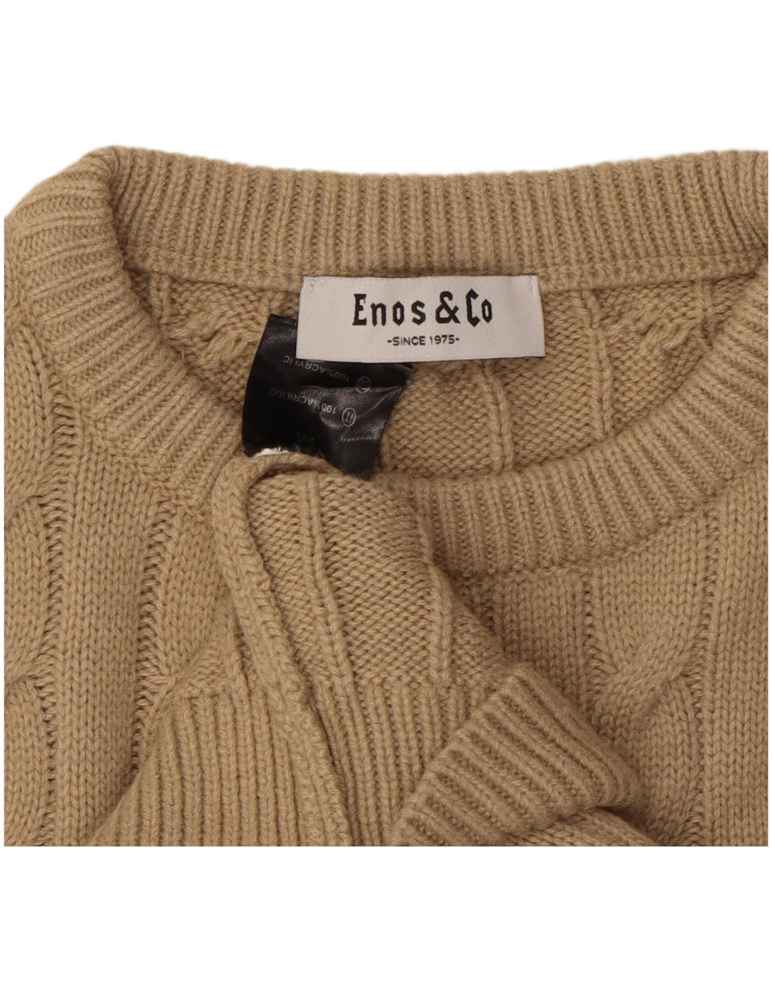 ENOS & CO Maglione girocollo da uomo in acrilico beige medio