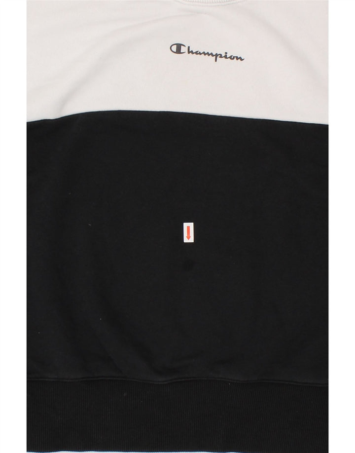 CHAMPION Womens Crop Oversized Sweatshirt Jumper UK 14 1Medium White Vintage Champion and Second-Hand Champion from Messina Hembry 