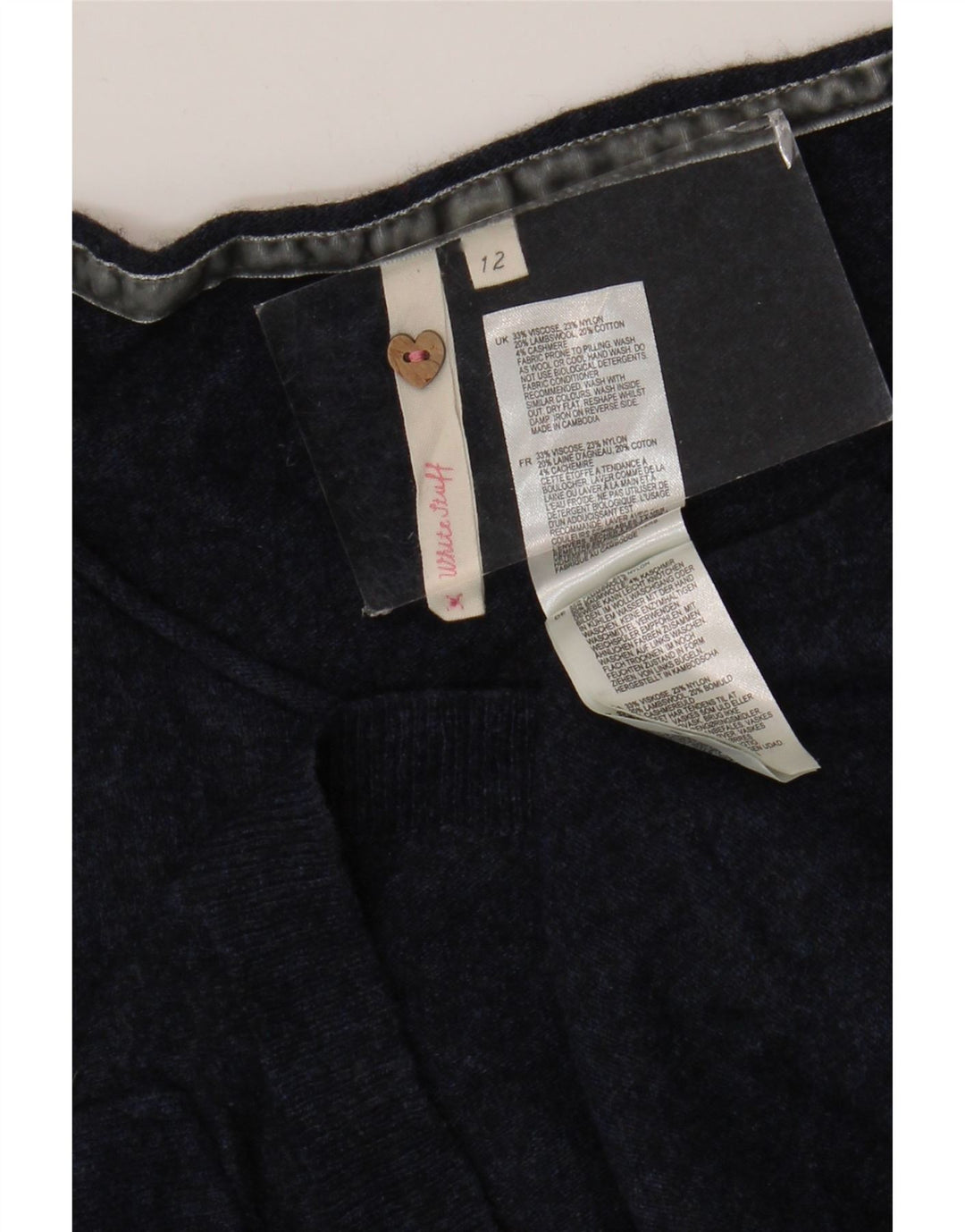 Maglione corto con scollo a barca da donna di White Stuff UK 12 Blu navy medio
