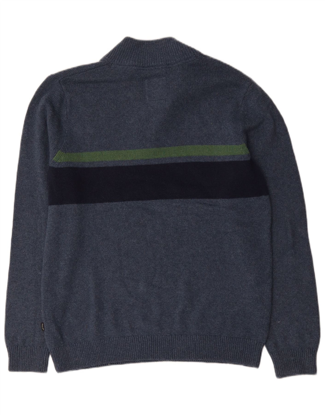 Maglione da uomo con collo con zip Fat Face, grande cotone a righe blu navy