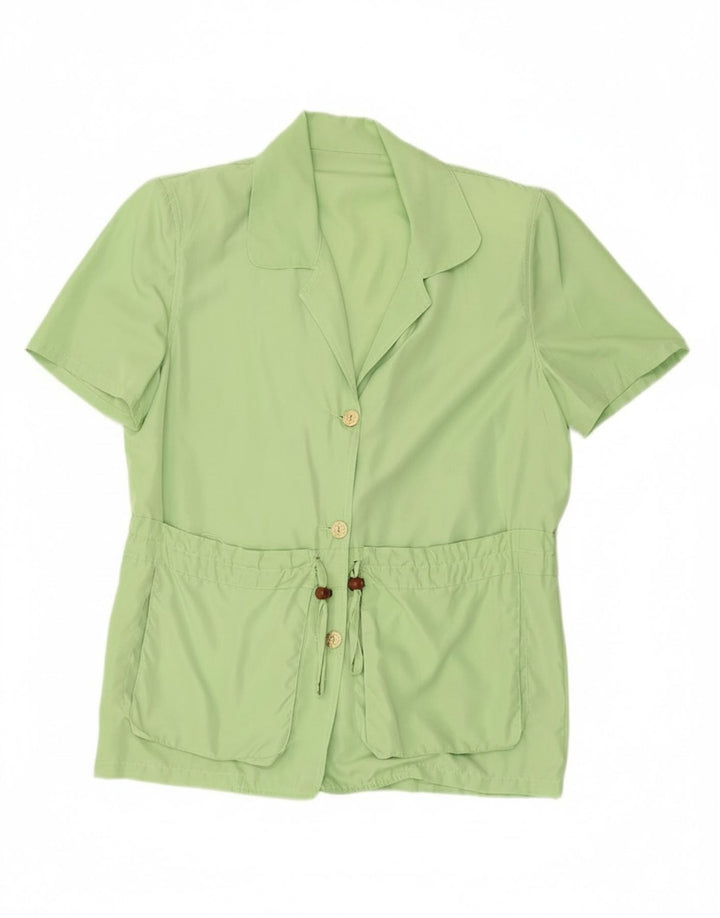 VINTAGE Womens Short Sleeve 3 Button Blazer Jacket IT 50 XL Green