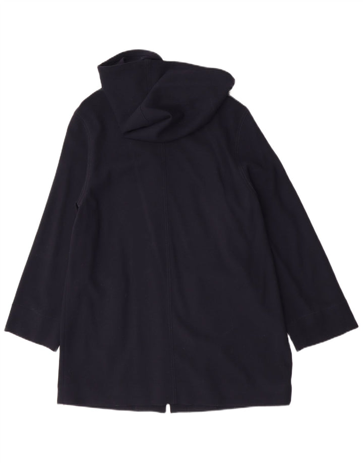 Soprabito oversize con cappuccio da donna Jaeger UK 10 Small Lana vergine blu navy