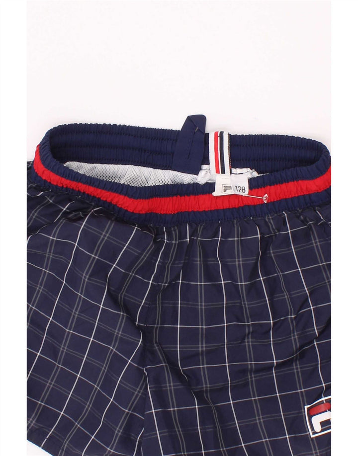 Pantaloncini da bagno Fila per ragazzi 7-8 anni blu navy a quadri