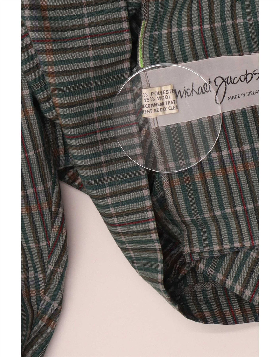 Michael Jacobs Camicia overshirt da donna UK 10 piccolo poliestere scozzese verde