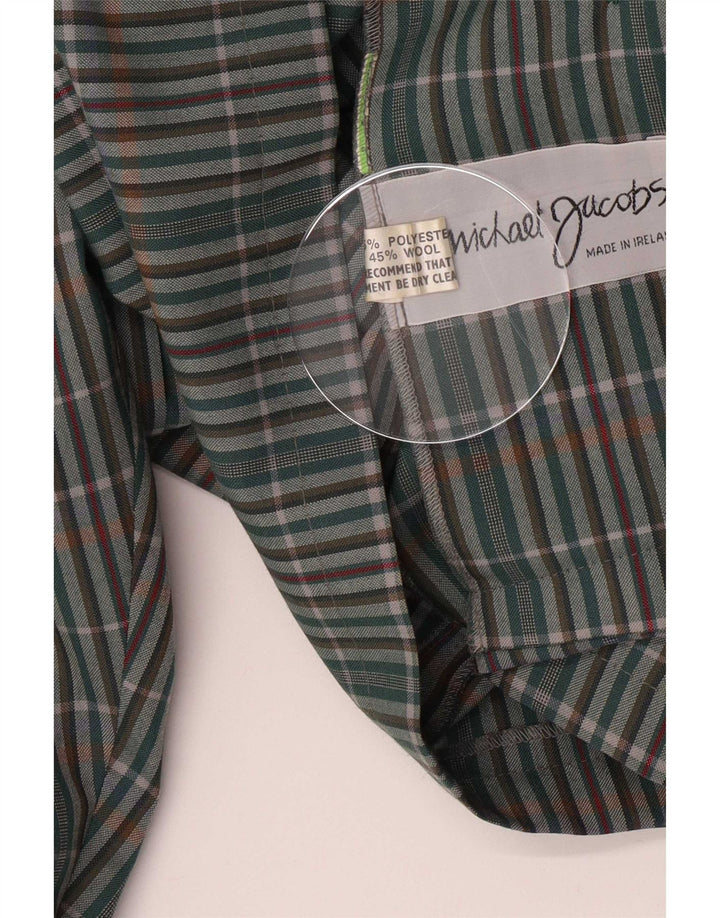 Michael Jacobs Camicia overshirt da donna UK 10 piccolo poliestere scozzese verde