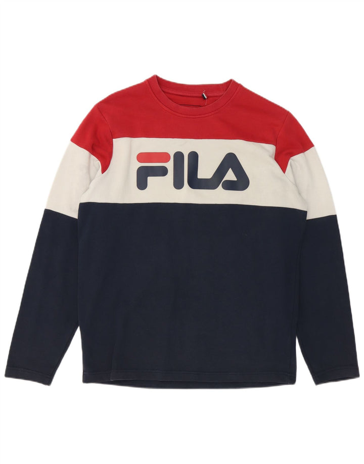 Fila Felpa grafica da uomo Maglione piccolo in cotone color block multicolore