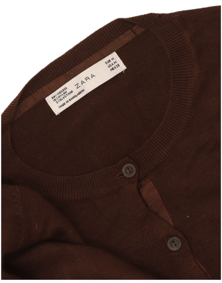 Maglione cardigan da donna Zara UK 14 Viscosa marrone medio